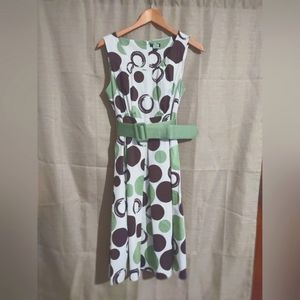 East 5th Cocktail Dress size 8 knee length, lined with gorgeous wide belt